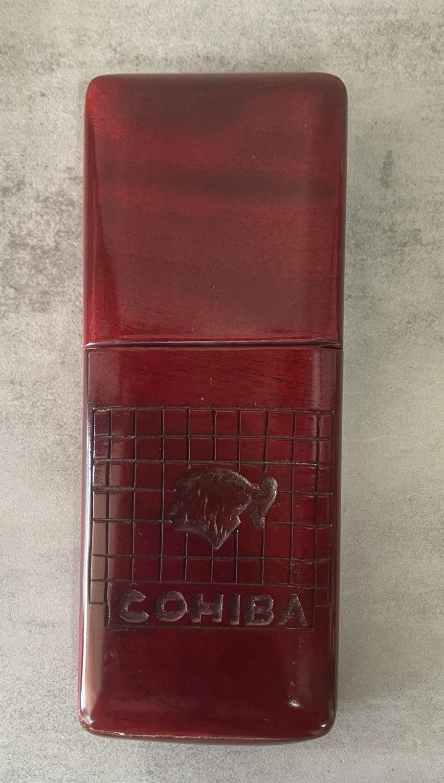 Cohiba Wooden Travel Cigar Case Red Sliding Lid Holder