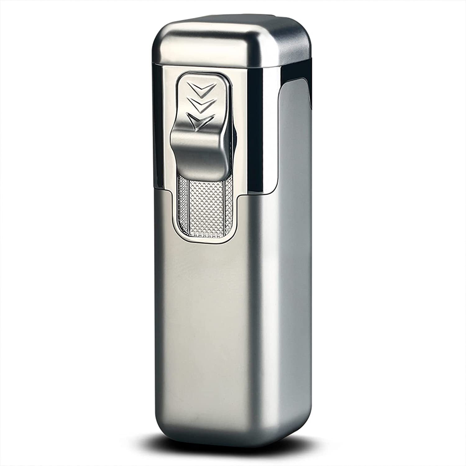 Metal Cigar Lighter 4 Jet Torch Gas Butane Refillable lighter for Cigar(Silver)