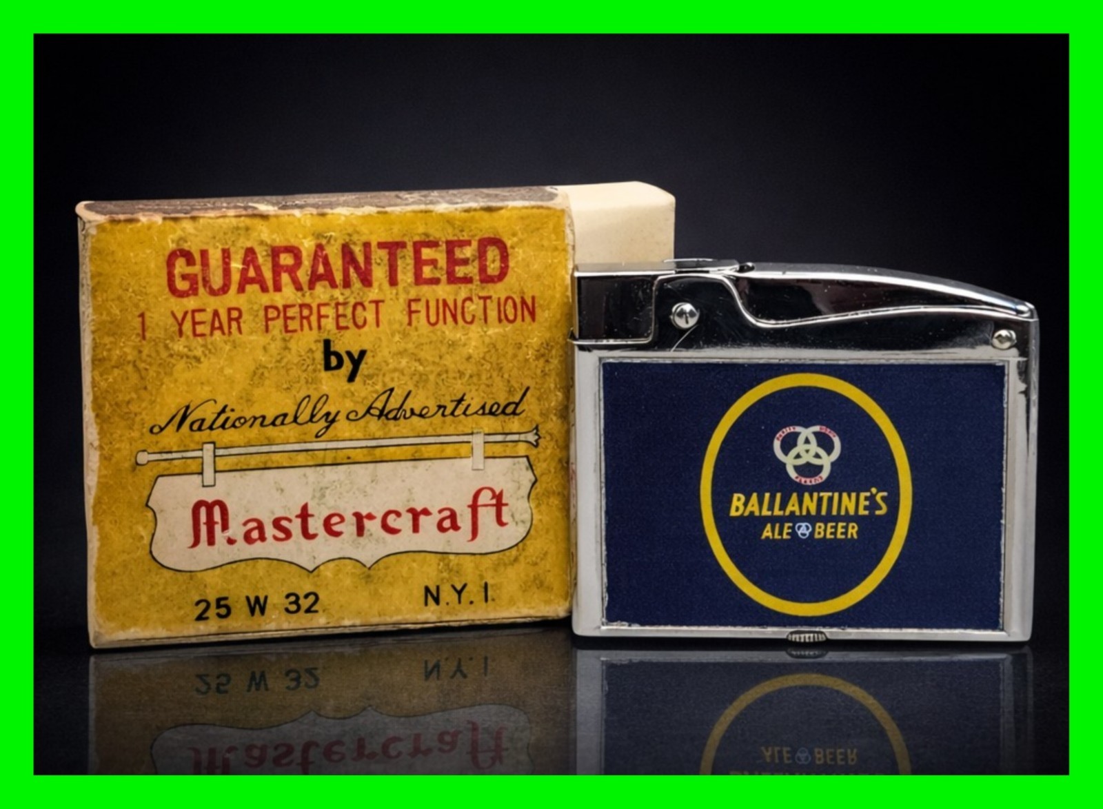 Vintage Ballantine’s Ale Beer Advertising Petrol Lighter UNFIRED w/ Original Box