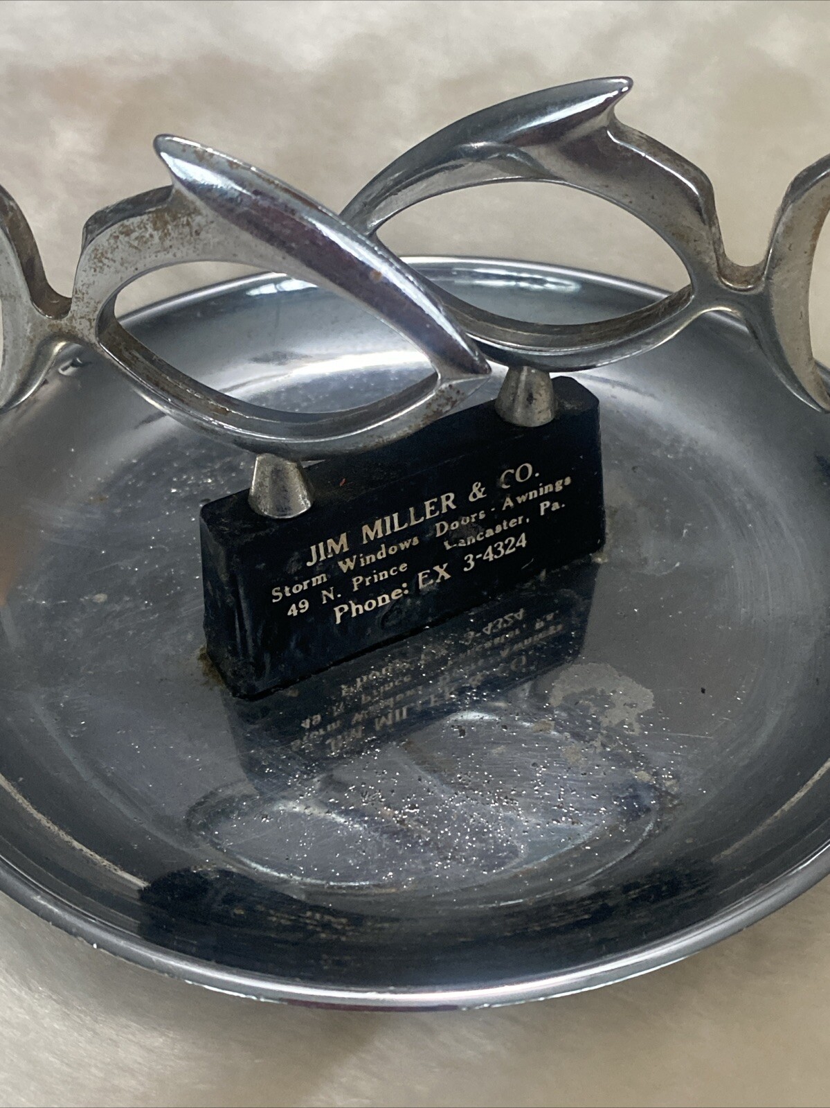 Vintage Hamilton Product Chrome Mid Century Fish Ashtray Lancaster Pa Jim Miller