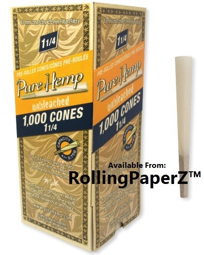 1000 Bulk Box of PURE HMP Unbleached 1 1/4 Size 83mm Pre Rolled Cones SEALED