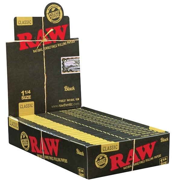 🍃😎🍃24 X 1 1/4 RAW CLASSIC BLACK NATURAL UNREFINED ROLLING PAPERS 🍃😎🍃