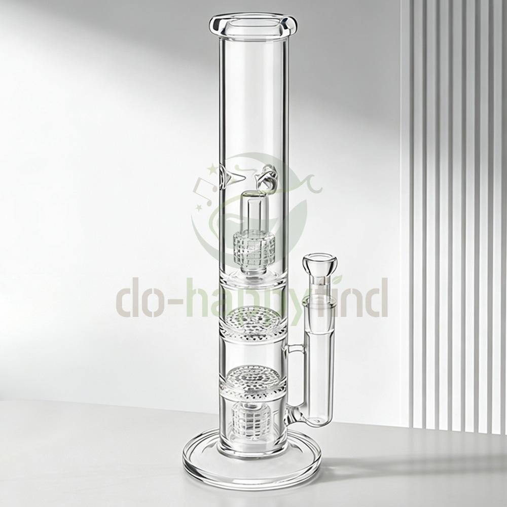 14inch Glass Water Pipe Bong 4 Percolators – 2 Honeycomb Percs + 2 Matrix Perc