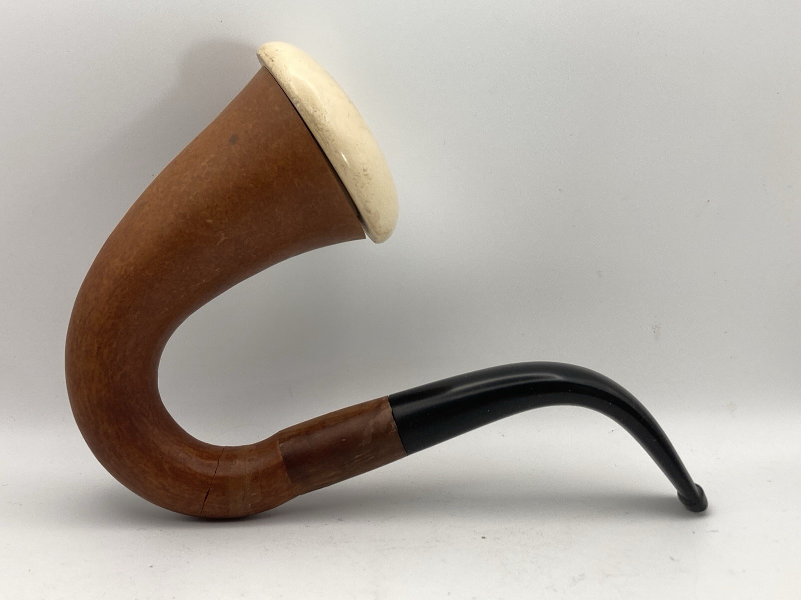 Repaired Sherlock Holmes Gourd Calabash Pipe Meerschaum Cap Estate Tobacco Pipe