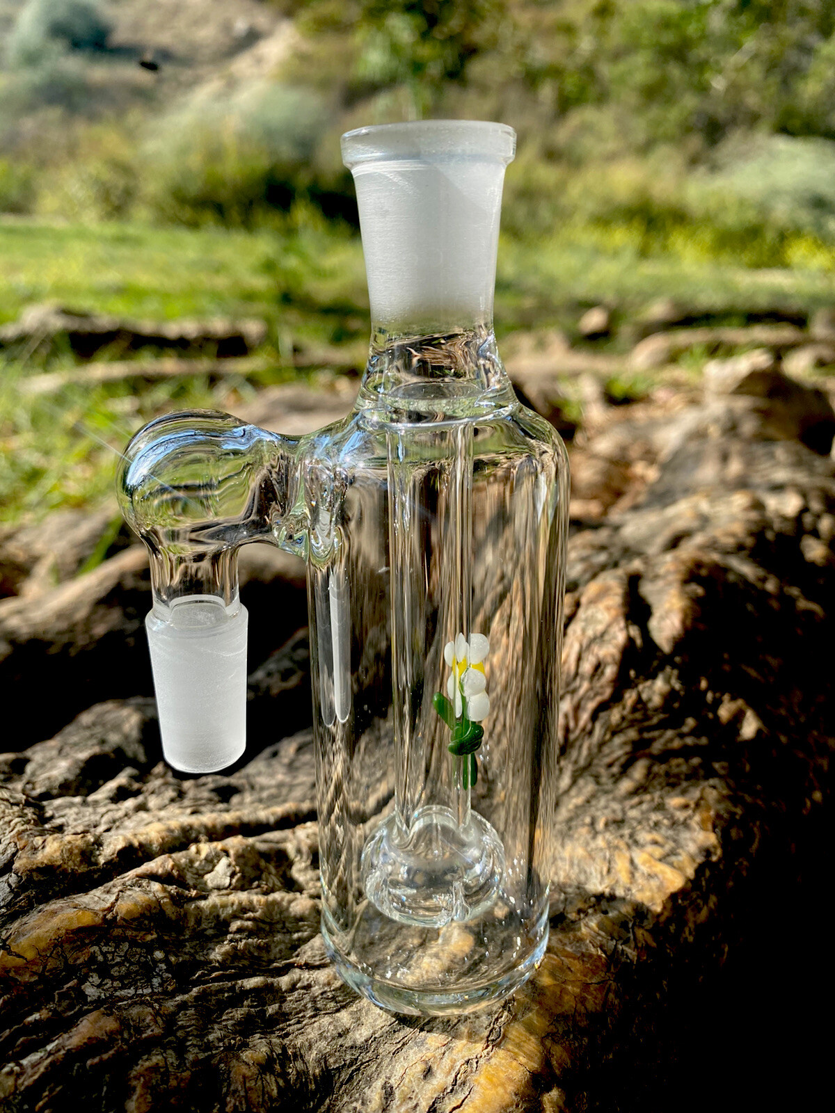 14mm Shower Head Glass Ash Catcher 90 degree (Daisy Flower)Thick Glass.