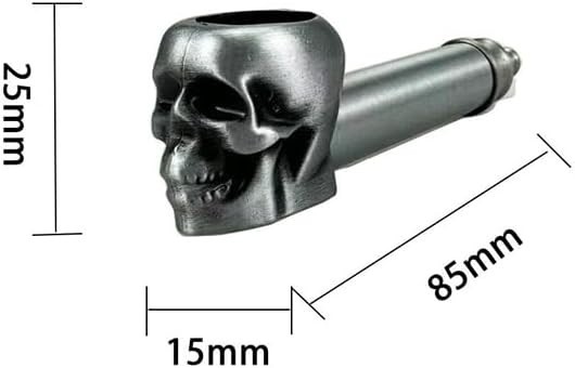 3.25” Metal Smoking Hand Pipe Silver Skull Herb bowl Tobacco