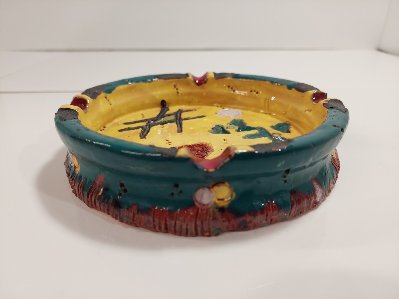 Super Mercado Art Homemade Ashtray Colorful Display Art Piece Mexico Mexican 6″