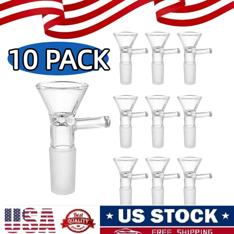 10 Pack – 14mm Male Glass Bowl for Water Pipe and Bong Replacement Heads,US SHIP