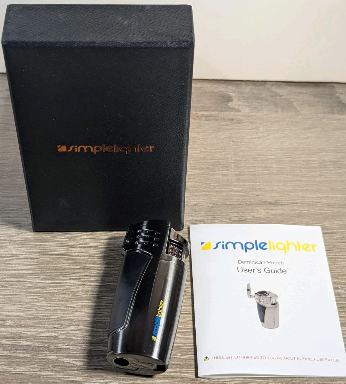 Cigar Lighter Triple 3 Jet Flame Refillable Butane Fluid Torch with cigar punch