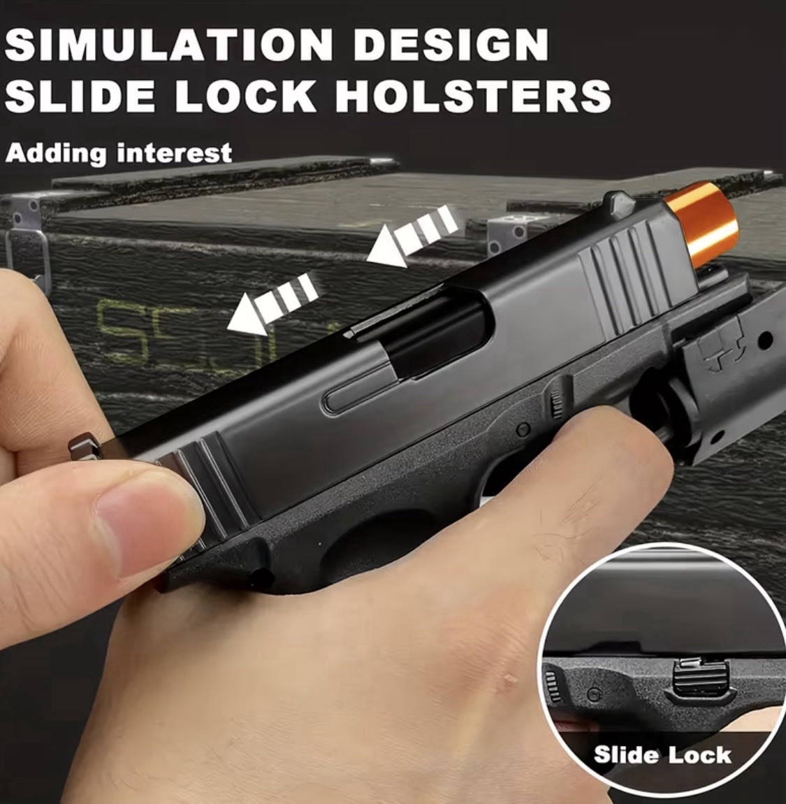 Gun-Shaped Butane Lighter with High-Temperature Ceramic Nozzle, Black Orange ￼