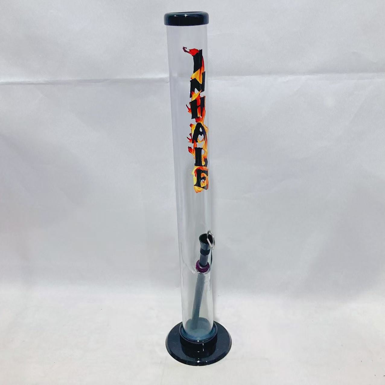 INHALE®️ 1.5X15″ straight ACRYLIC WATER PIPE W CARB POKER MADE IN USA