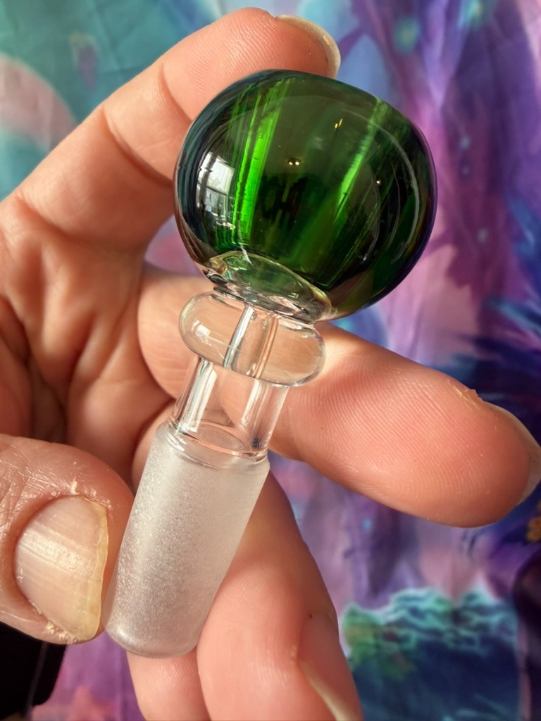 14mm Glass Bowl single hole Thick pull-out slide Phoenix Star Branded green