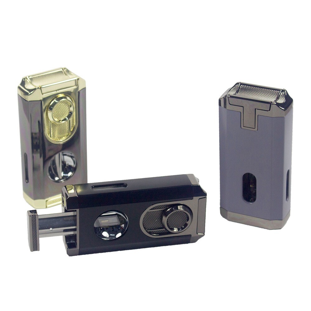 Triple Flame Cigar Torch Lighter with Cigar Punch Cutter Father gift