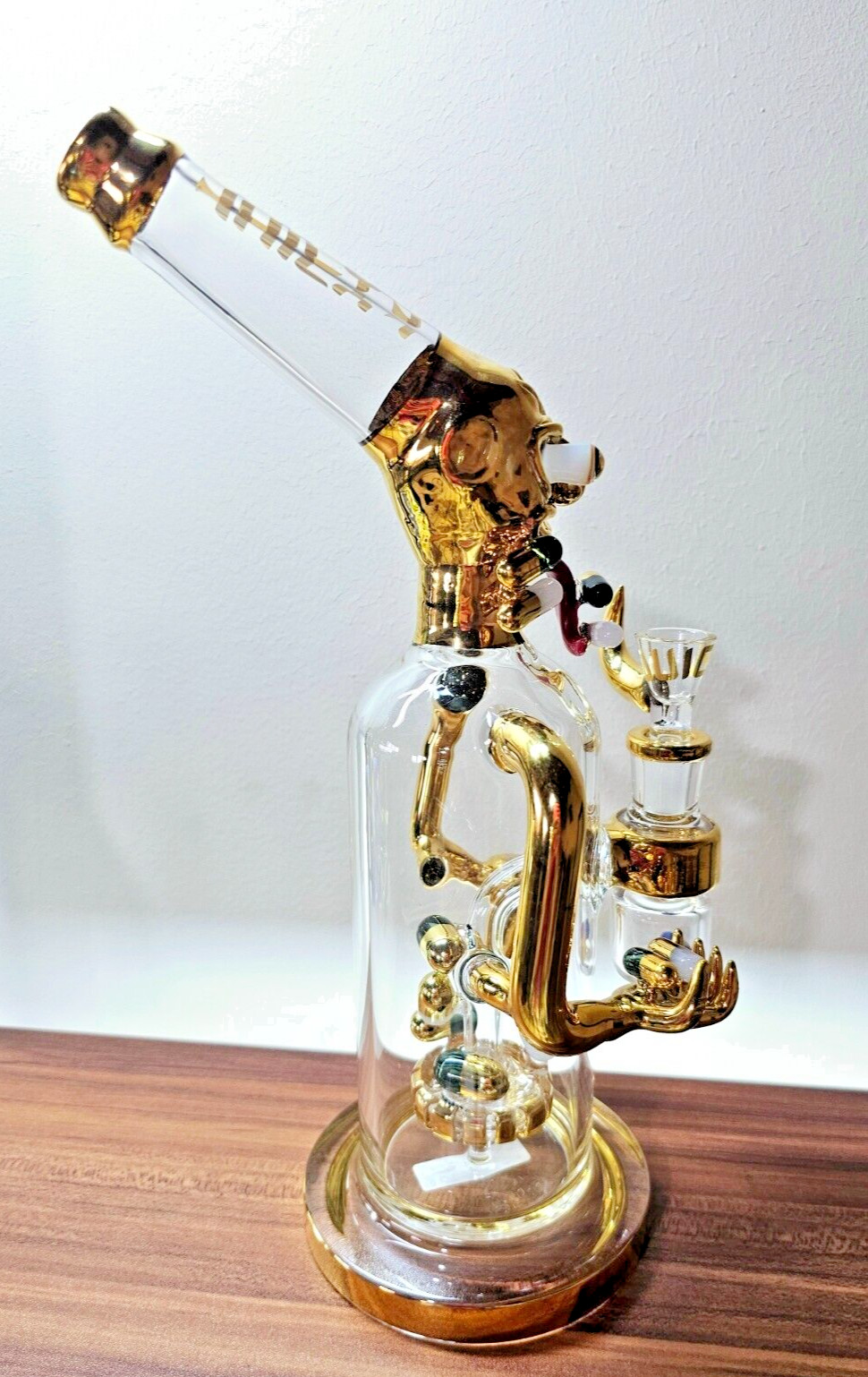 CHEECH GLASS x Juicy J Gold Pill Man Glass Water Pipe, Hookah, RIG, Bong