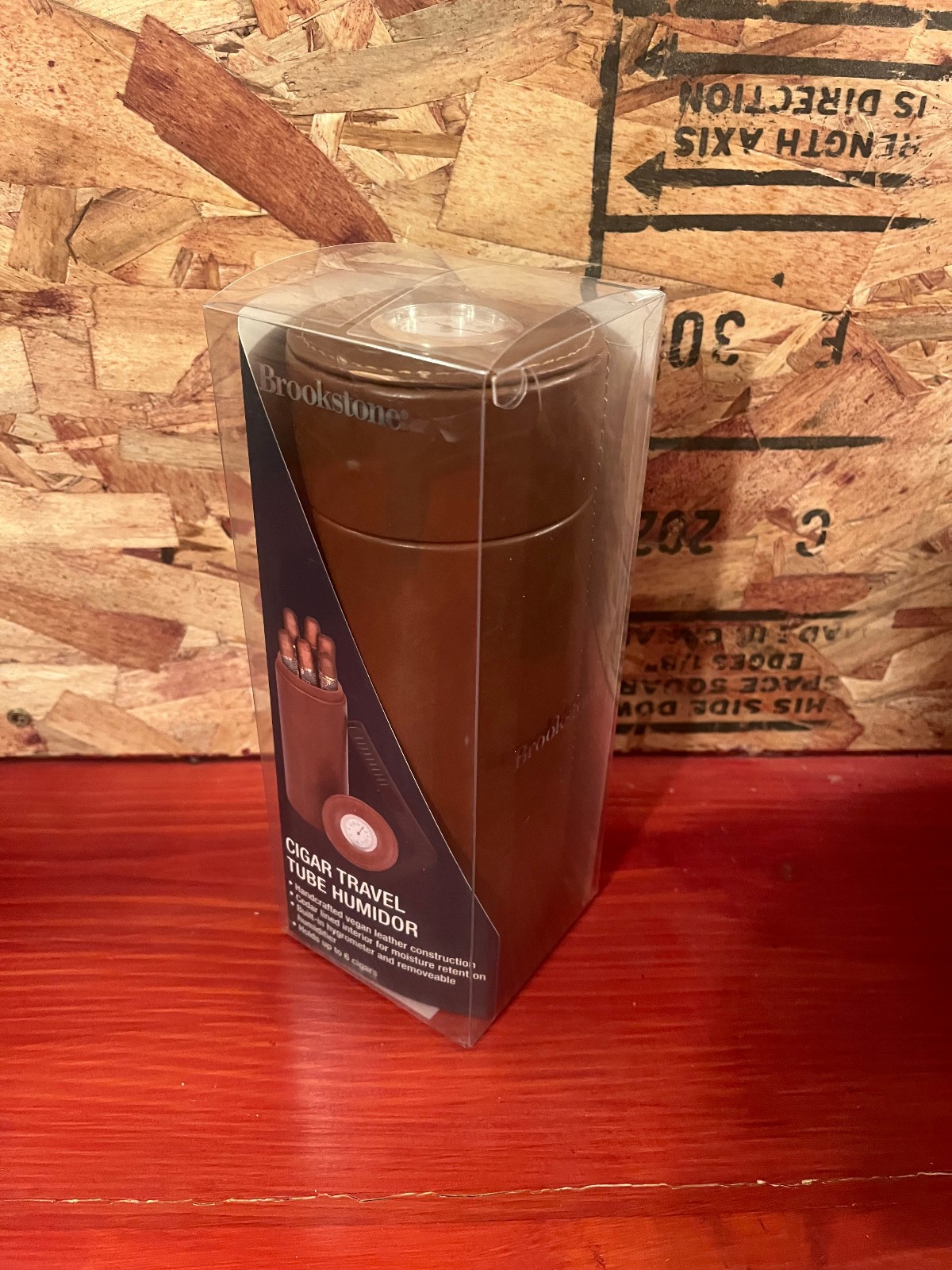 Brookstone Cigar Travel Tube Humidor Removable Hygrometer Cedar Lined Holds 6