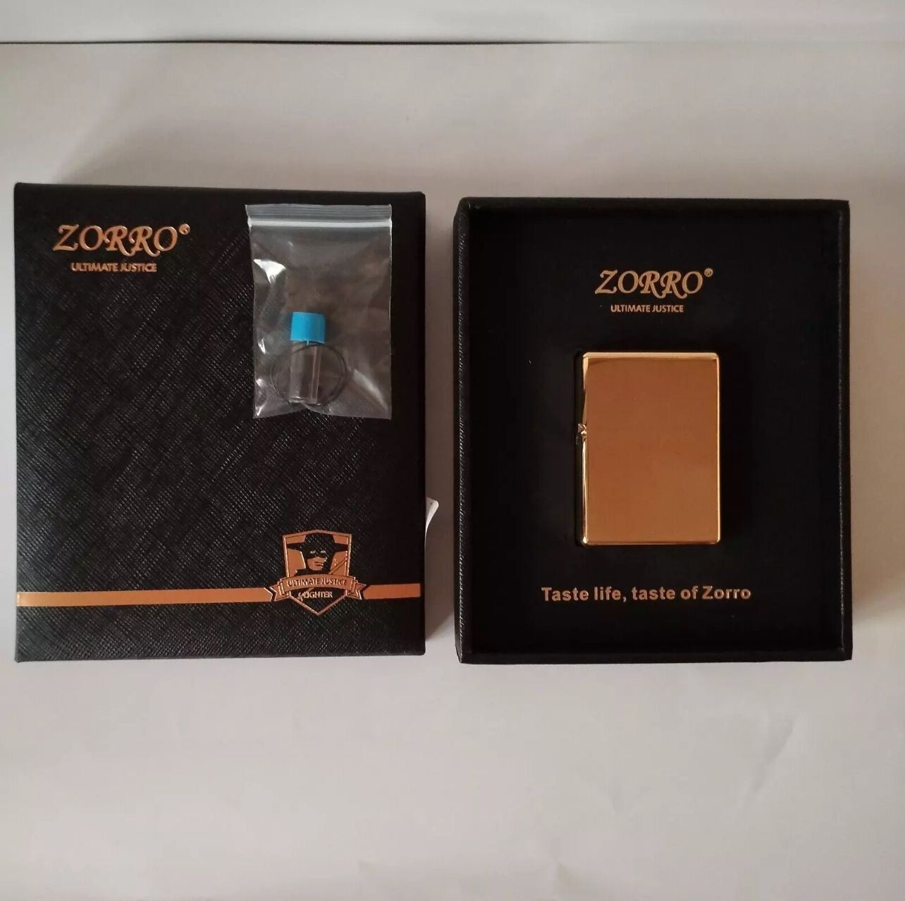 ZORRO 912s Polished Brass Lighter, 210g Case with Heavy-duty Hinge