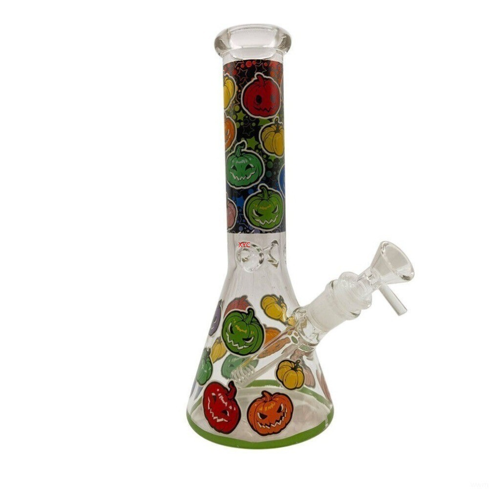 25cm Glow In The Dark Pumpkin Glass Bong Smoking Hookah Water Pipe With Bowl New