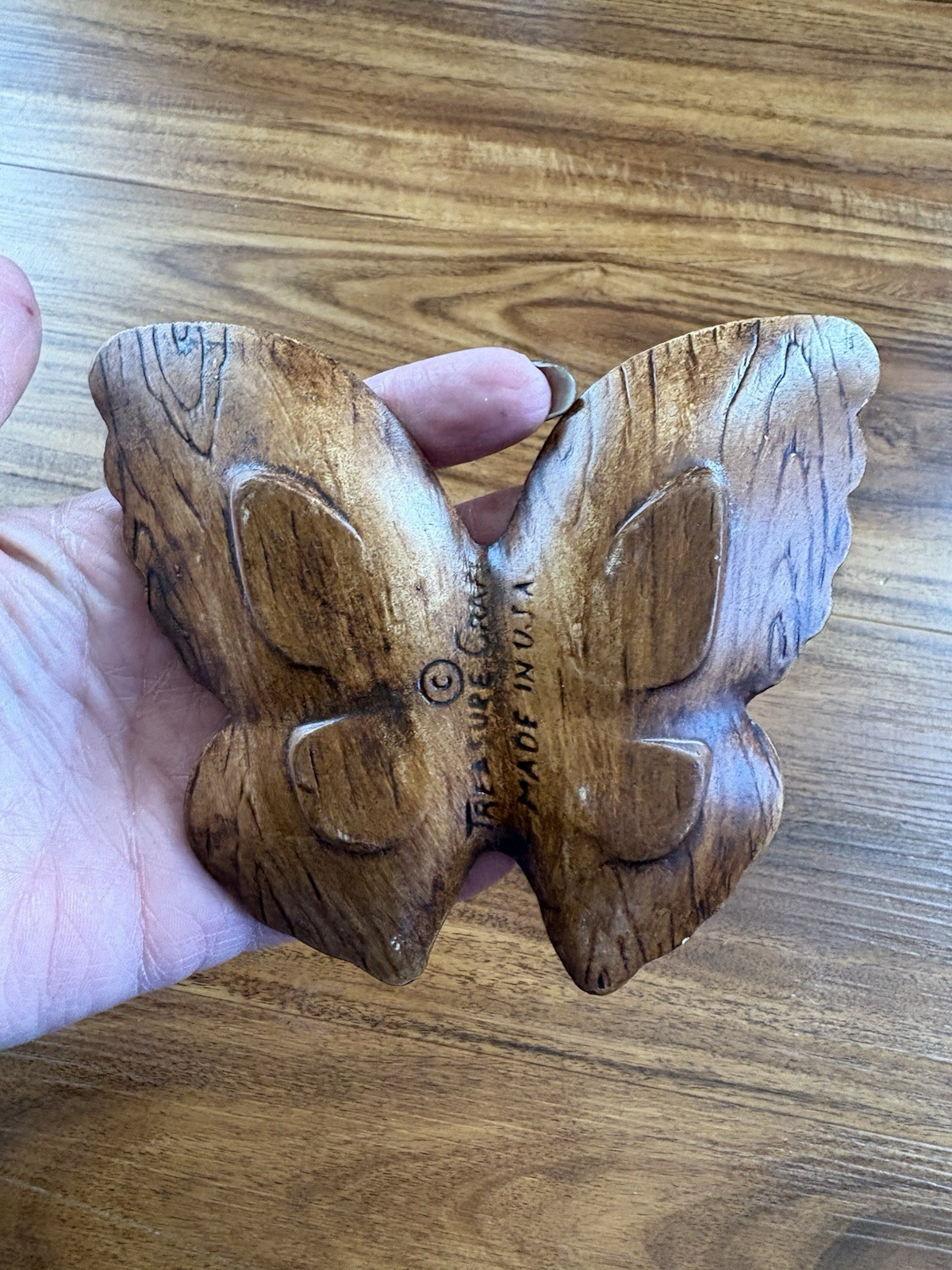Vintage Treasure Craft Orange Lava Ceramic Mid-Century Modern Butterfly Ashtray
