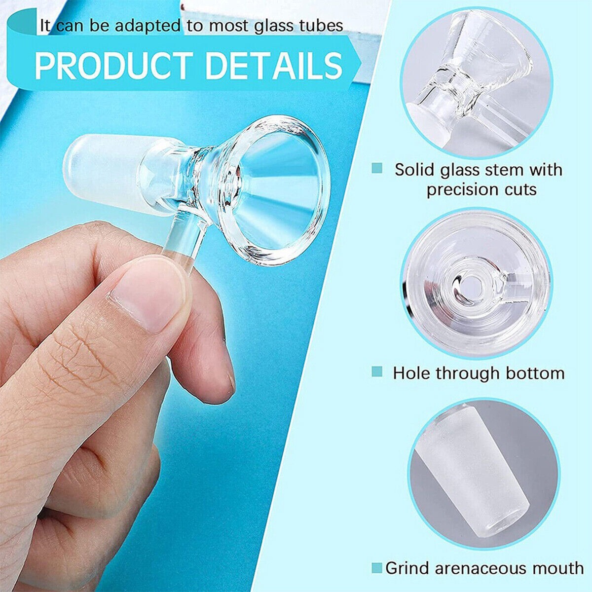 10X 14mm Male Glass Bowl For Water Pipe Hookah Bong Replacement Head