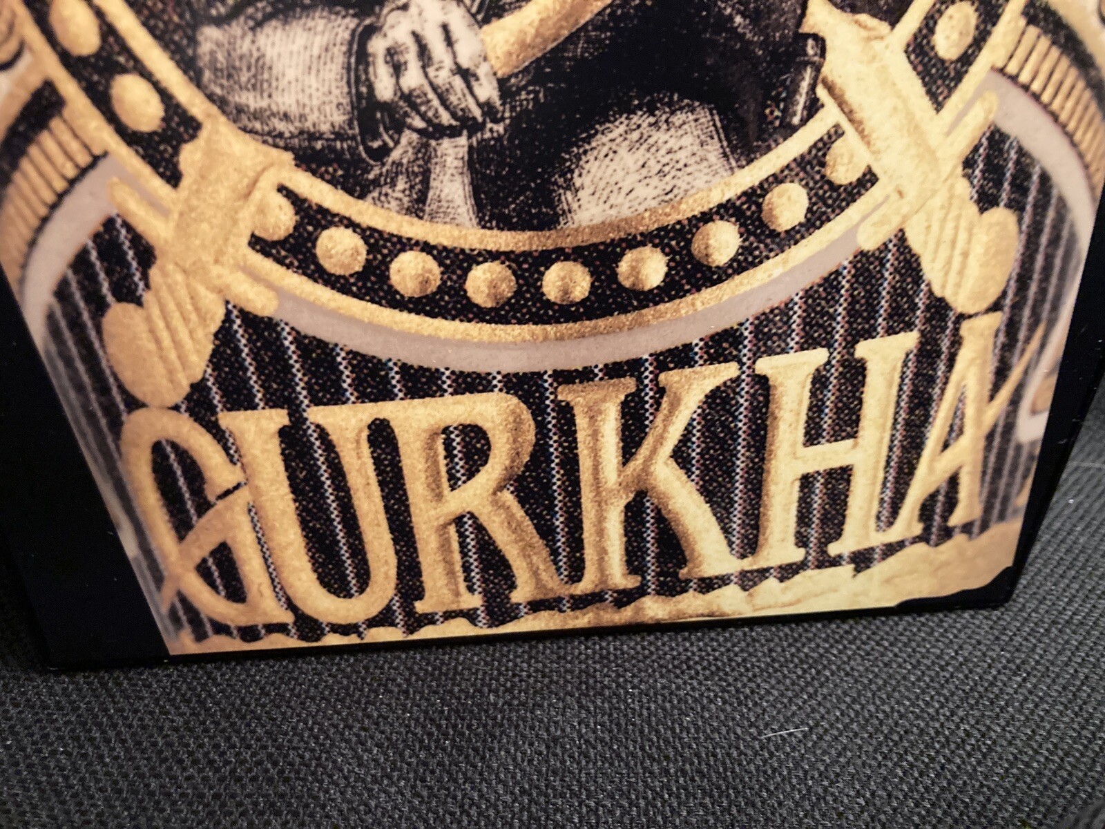 Unique GURKHA Cigar Box Black Yellow Swords Soldier; 8.5”x7”x3”; Clean Interior