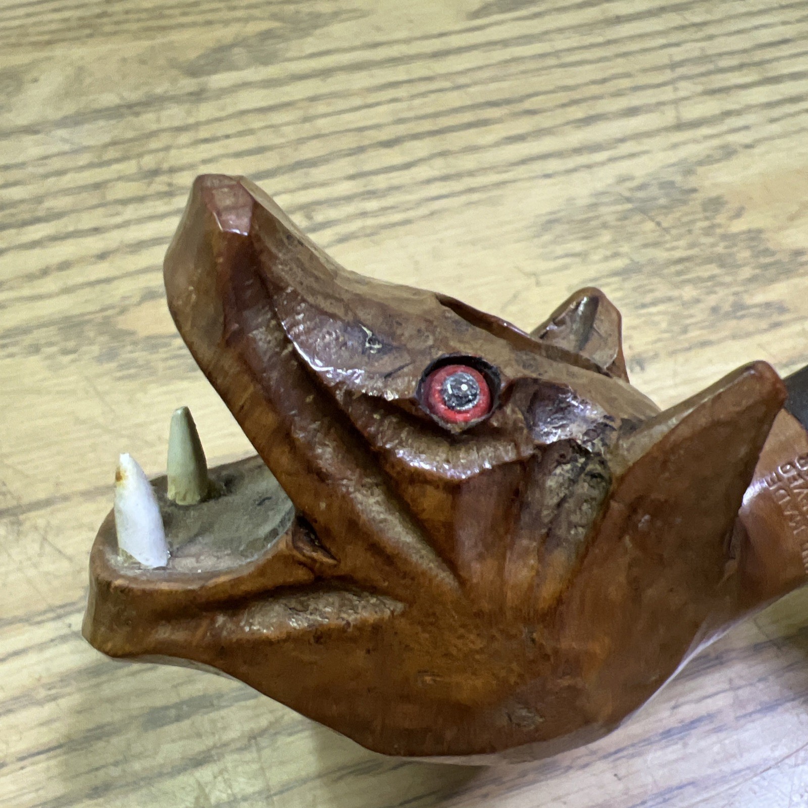 Vtg 1950s Hand Carved Italian Briar Glass Eye Hippopotamus Smoking Tobacco Pipe