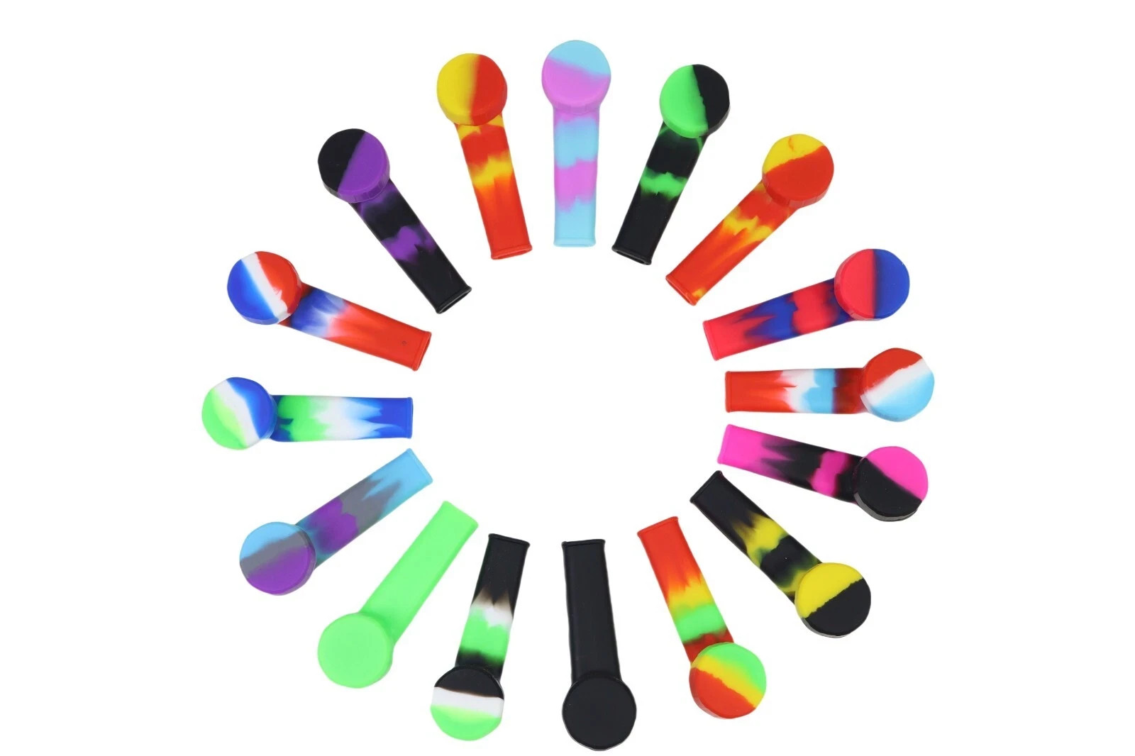 Silicone Smoking Hand Pipe with Metal Bowl &Cap Lid Pocket Pipe 10pcs