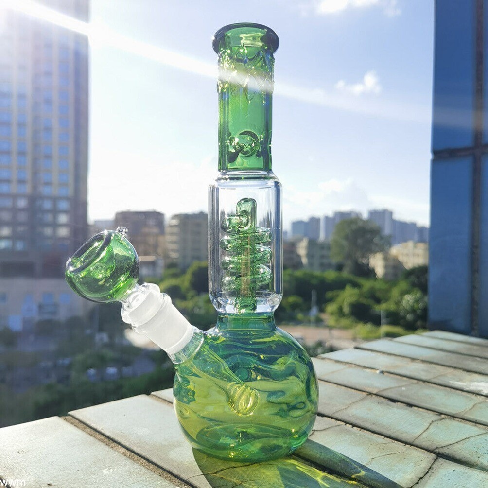 9.5 Inch Heavy Green Glass Hookah Water Pipe Bong Bubbler Smoking Pipe with Bowl