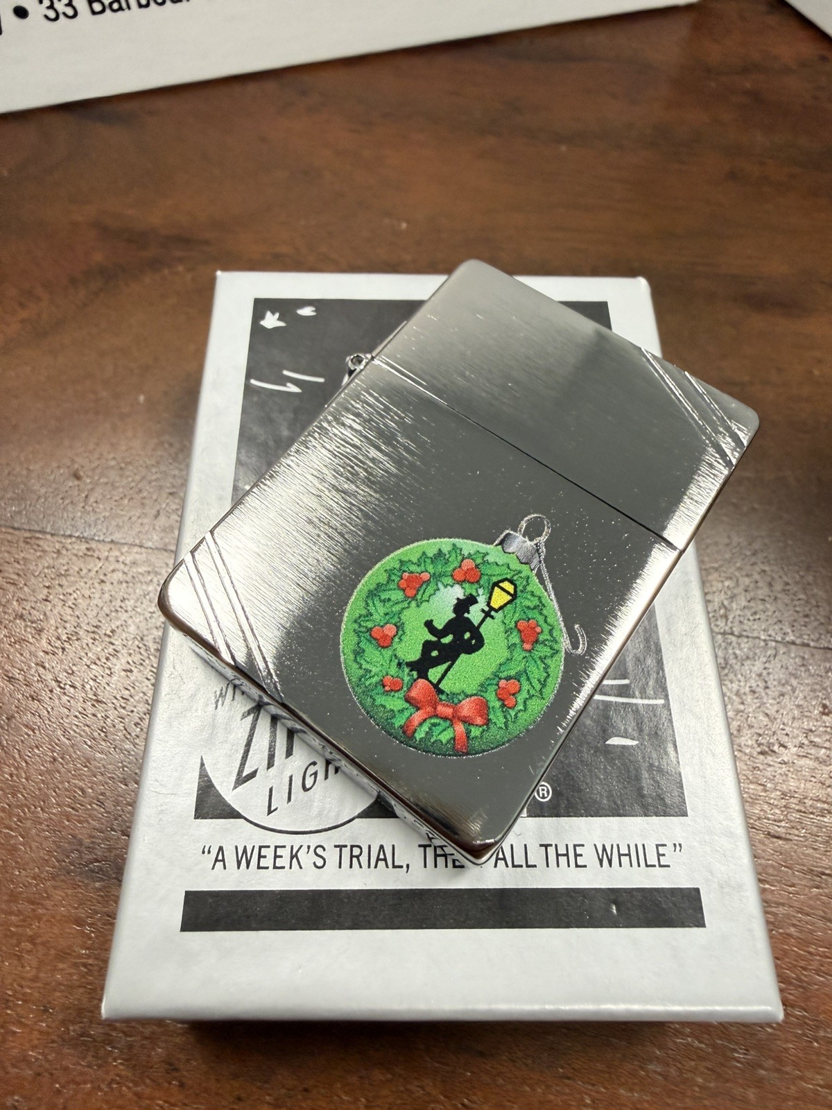 GENUINE Zippo 1935 Replica Lighter 3 Barrel Hinge THE REVELLER XMAS BAUBLE NEW