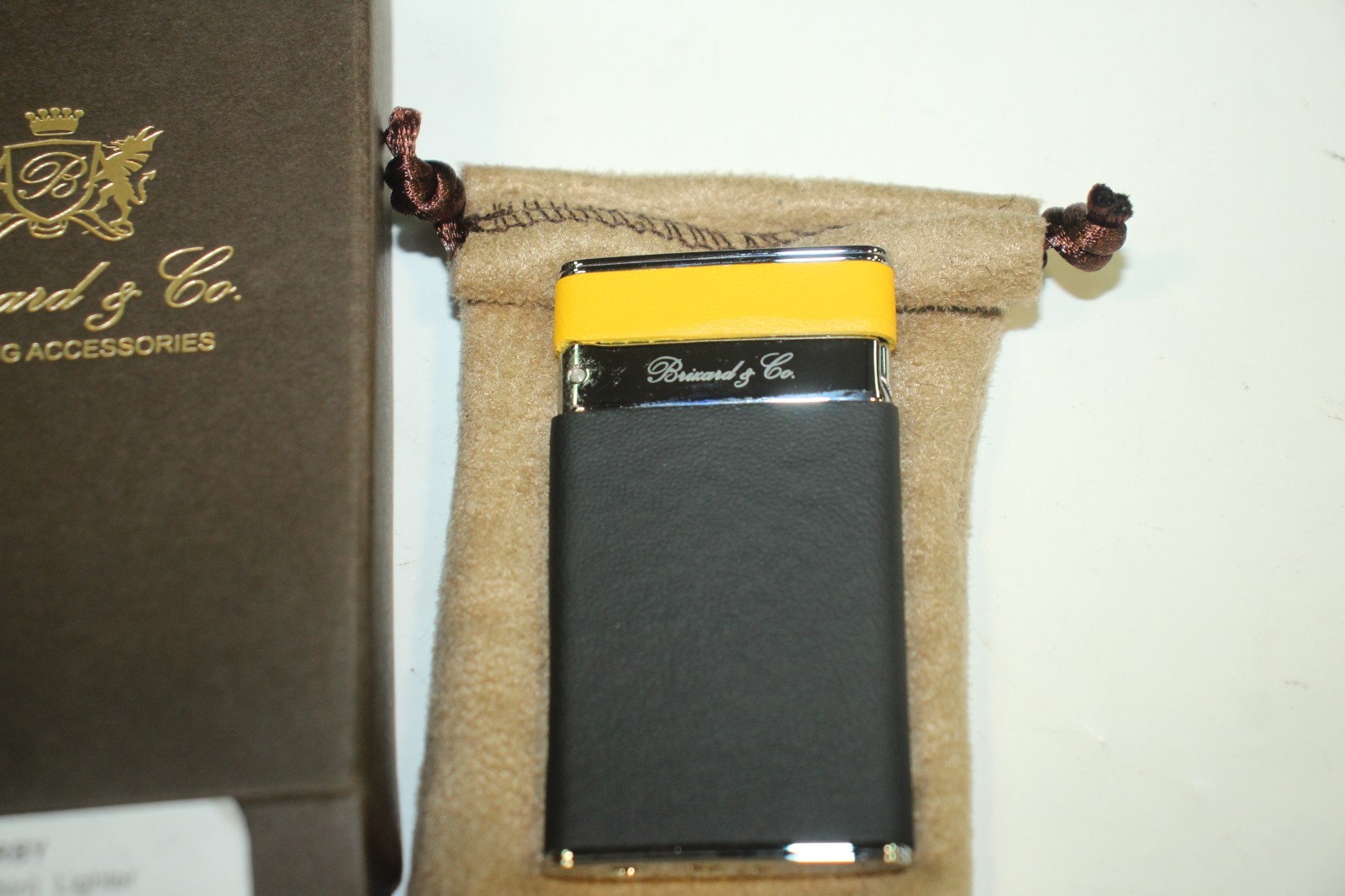 NEW Brizard & Co. Cigar Lighter Sottile Thin Racing Black & Yellow