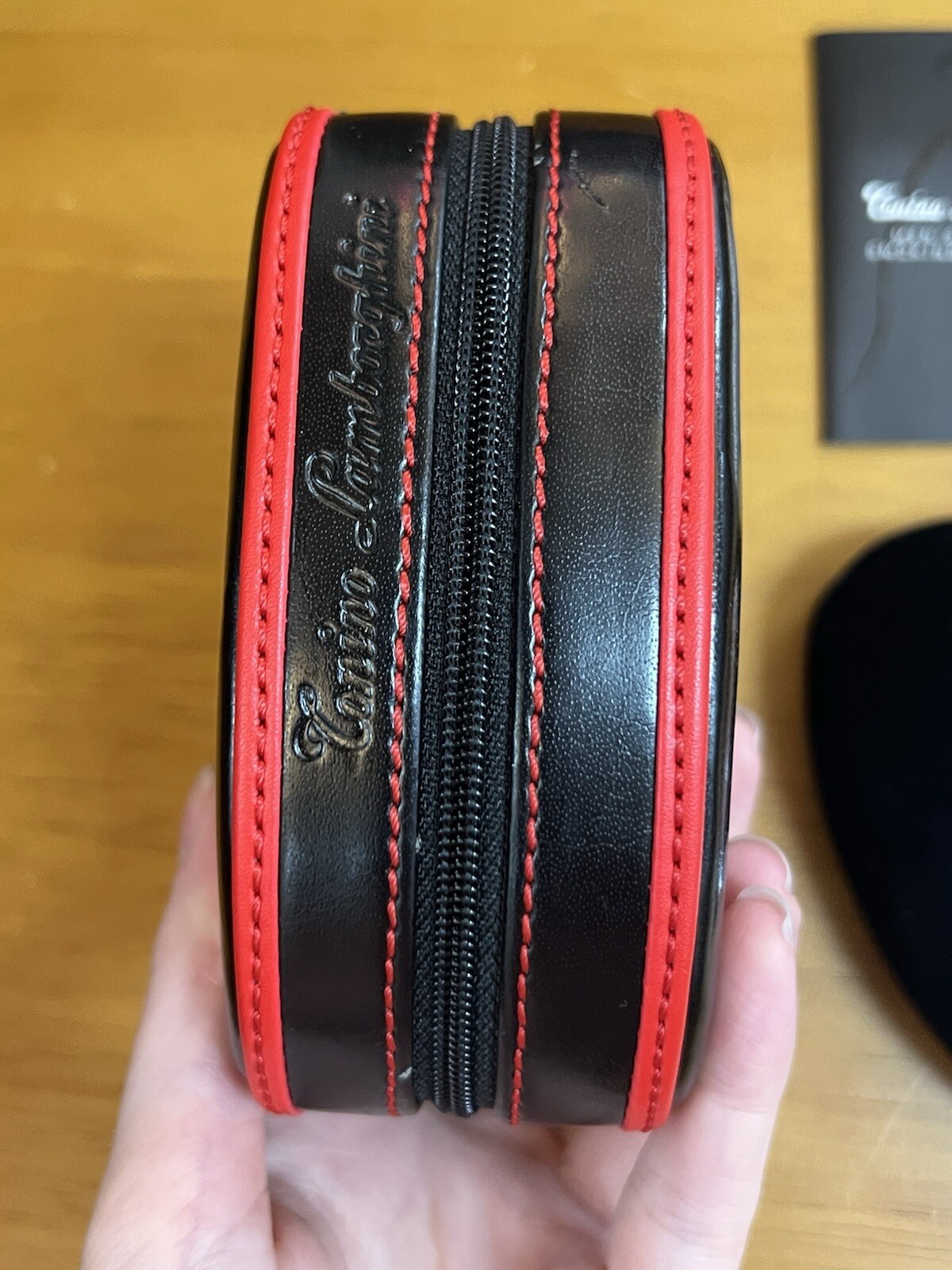 Tonino Lamborghini I1 Toro Red Torch Flame Lighter with leather case
