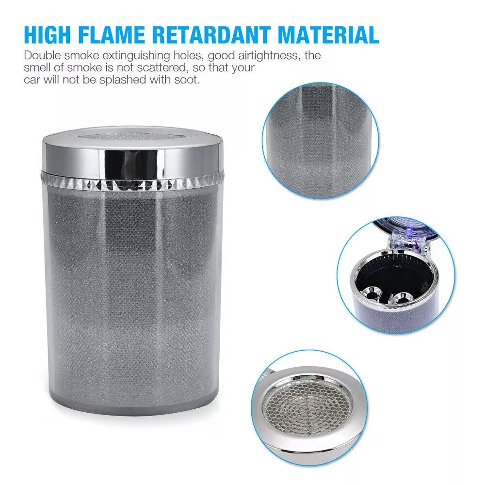 Car LED Light Up Ashtray Smokeless Ash Cigarette Cylinder Holder Cup Colorful