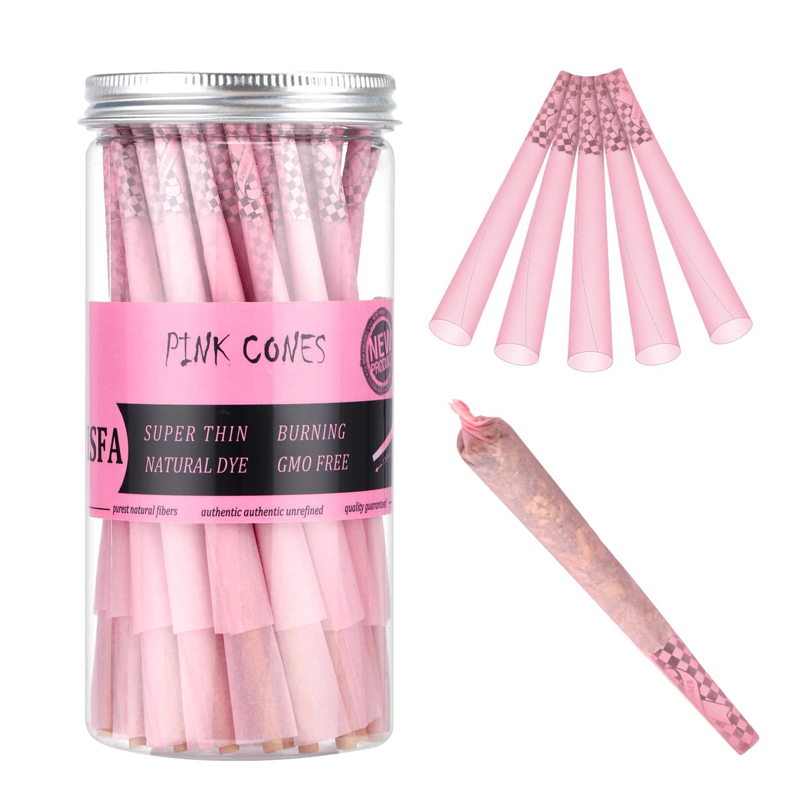 Pink Pre rolled Cones 120 Pack Rolling Papers King Size Rolling Cones with Ti…