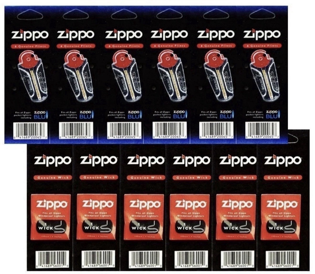 Zippo Lighter Replacement Genuine 6 Flint + 6 Wick Value Pack Free & Fast Ship