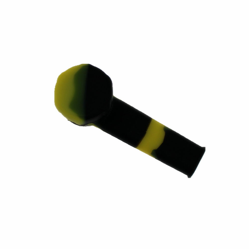 1pc Silicone Smoking Pipe with Metal Bowl & Cap Lid 3.4” Mini Pipe Black/Yellow