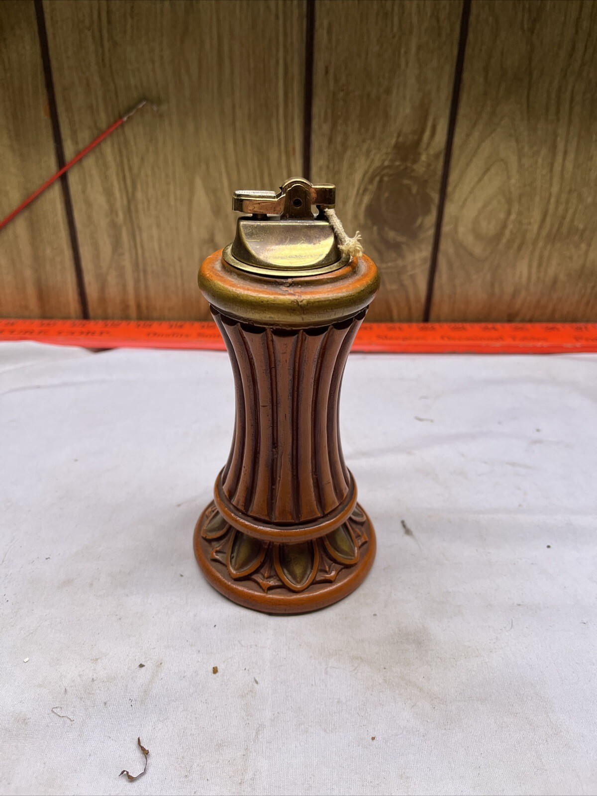 Vintage Carved Wooden Table Top Lighter Striker Not Aligned