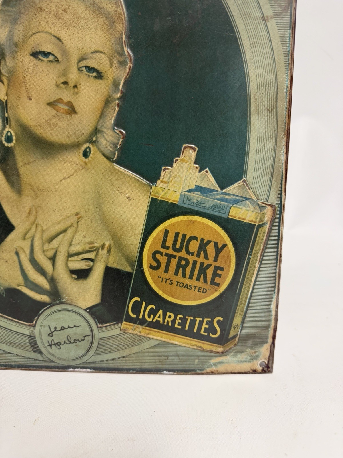 Lucky Strike Cream of the Crop Cigarettes Collectible Metal Sign