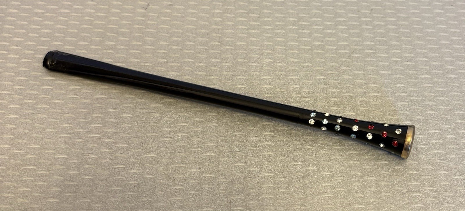 Art Deco Vintage Rhinestone Cigarette Holder Black Celluloid Plastic 6″ long