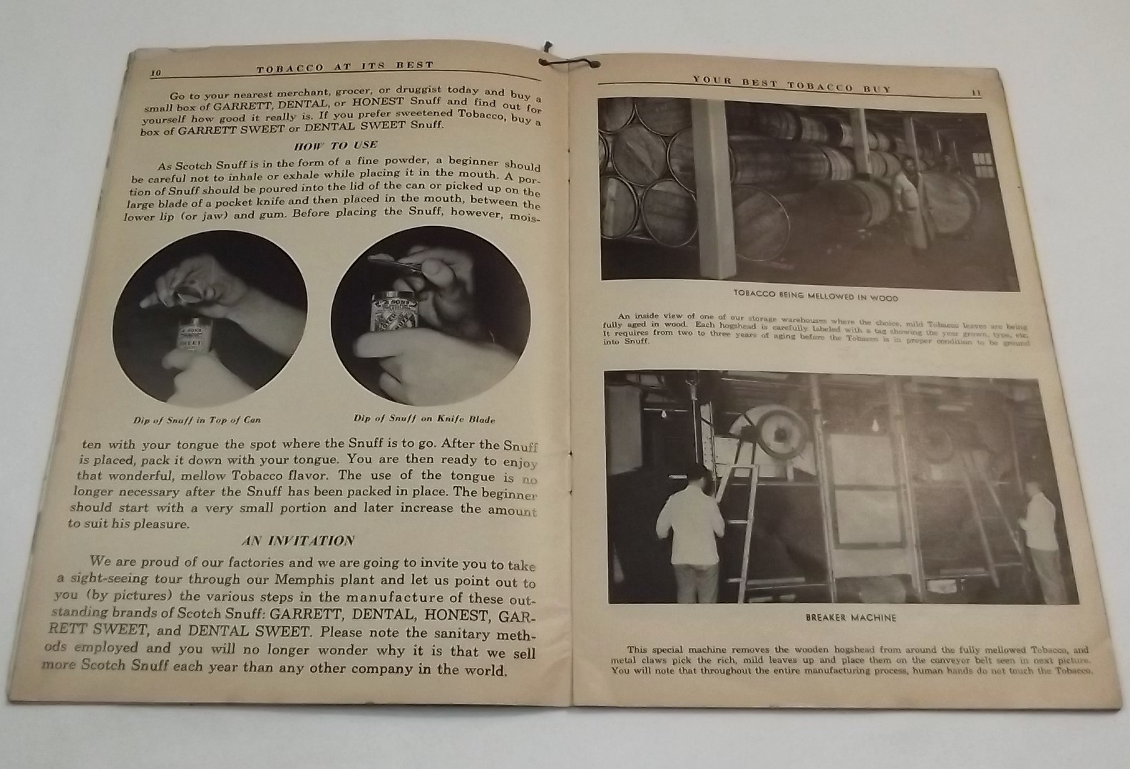 1942 GARRETT HONEST AMERICAN SNUFF CO WORLDS LARGEST SCOTCH FACTORY 35pg BOOKLET