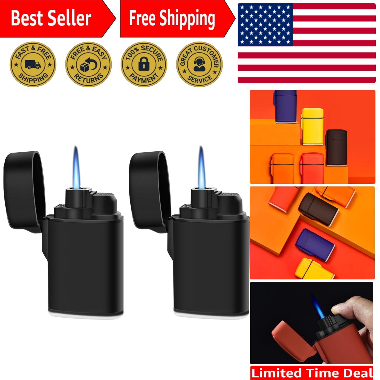 Mini Windproof Torch Lighter – Refillable Butane Jet Flame for Indoor & Outdoor