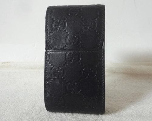 GUCCI Guccissima Cigarette Case Black Leather Pocket H12.8cm x W6.7cm Italy