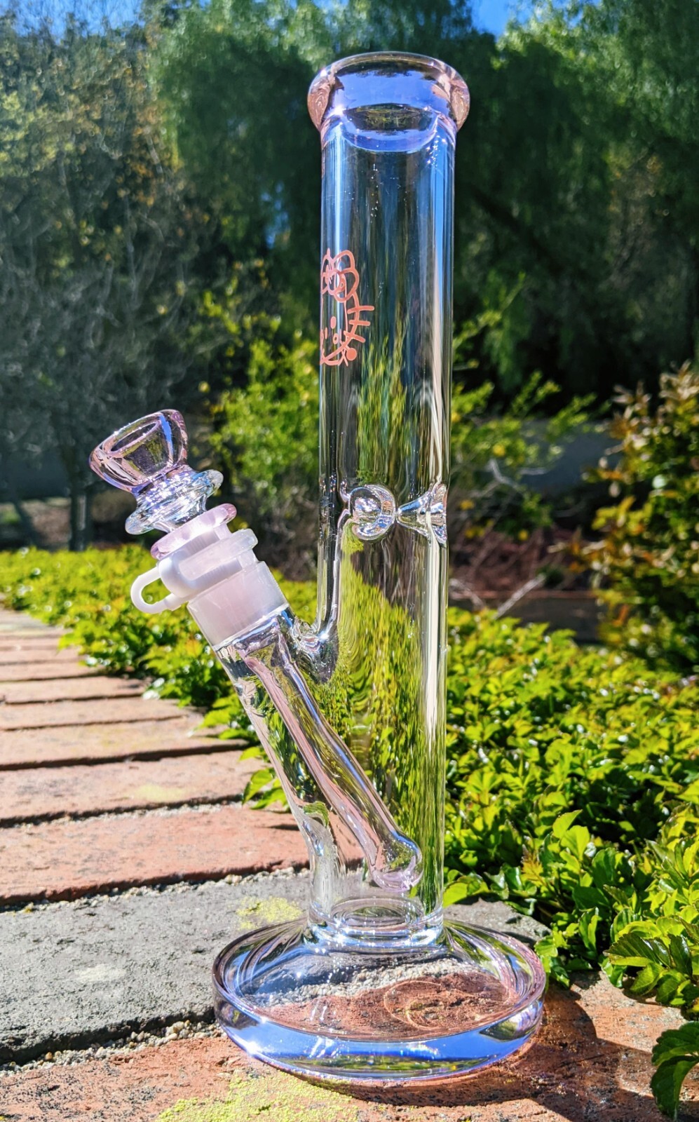10 Inch Pink Hello Kitty Glass Bong Quality Tobacco Smoking Water Pipe Hookah