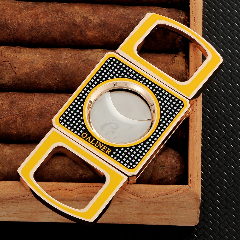 Galiner Cigar Cutter Pocket Gadgets Cigar Tool Knife Scissors Accessories Yellow