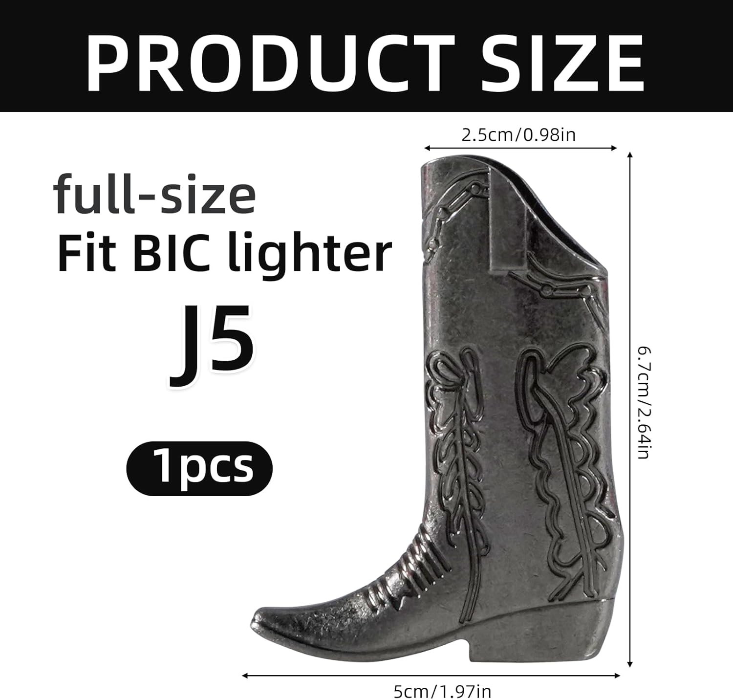 Cowboy Boot Lighter Sleeve Cover, Lighter Sleeve Cover for Mini Bic J5 Accessori