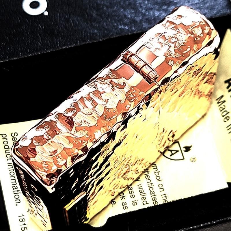 Zippo Armor Case Hammertone Metal Pink Gold 5 Sided Processing Lighter Japan