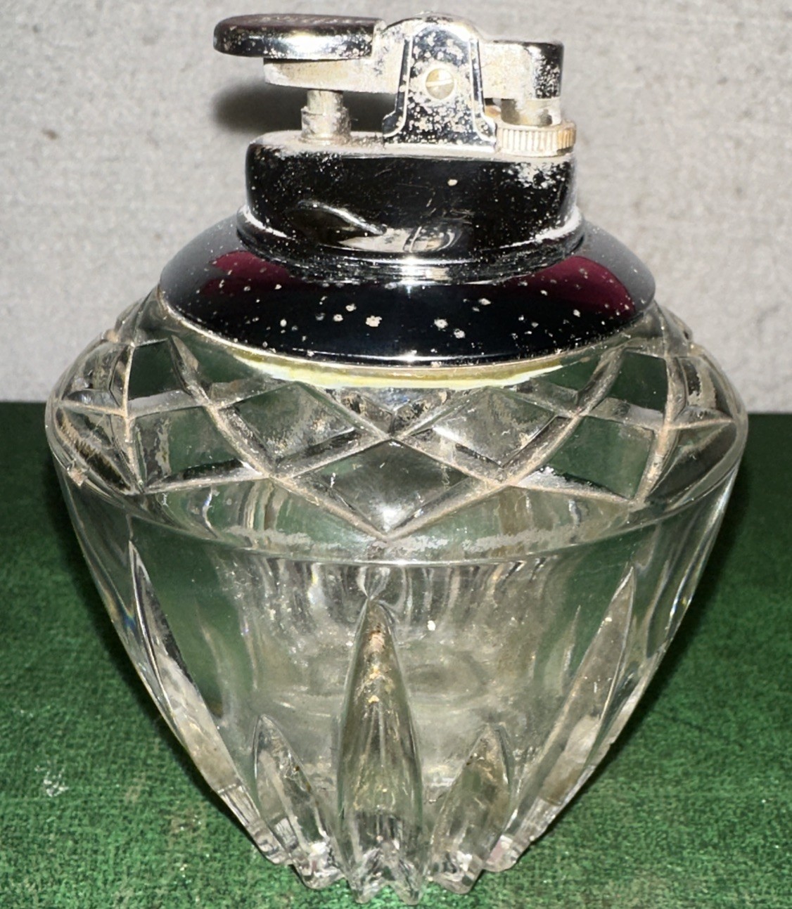 Vintage Princess House Crystal Tabletop Cigarette Lighter Size 4.75in x 3.5in