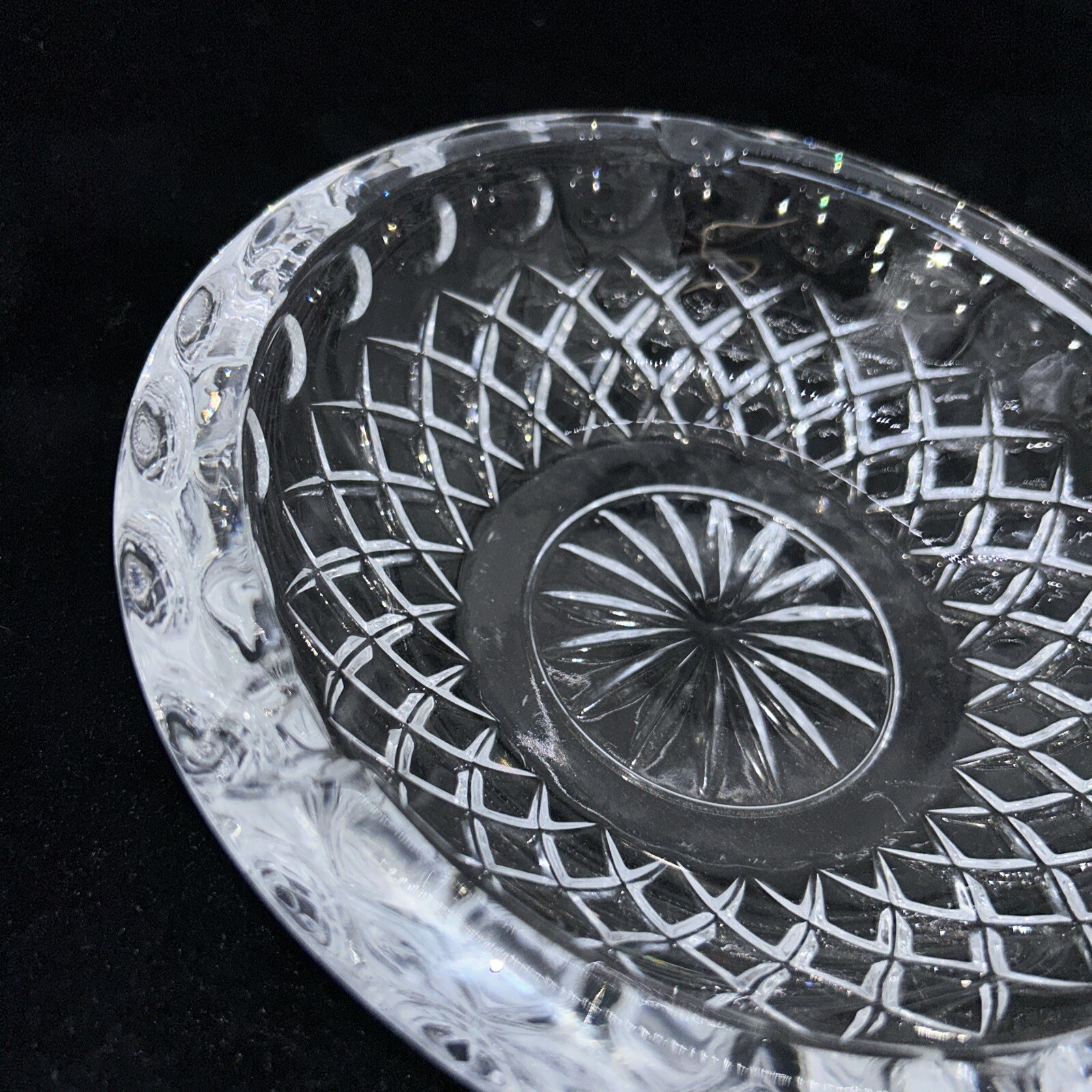 Vintage Princess House Highlights lead crystal 7″ ashtray #868.Star Dot 3-slot