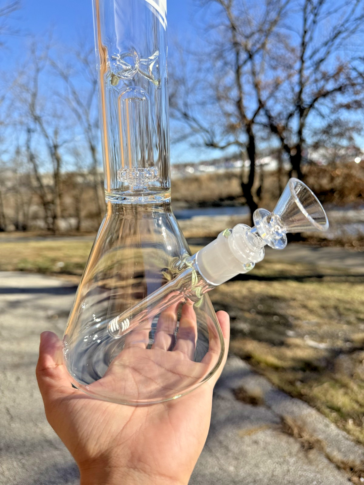 14-inch Grav Water Pipe Single Perc Beaker Style Bong
