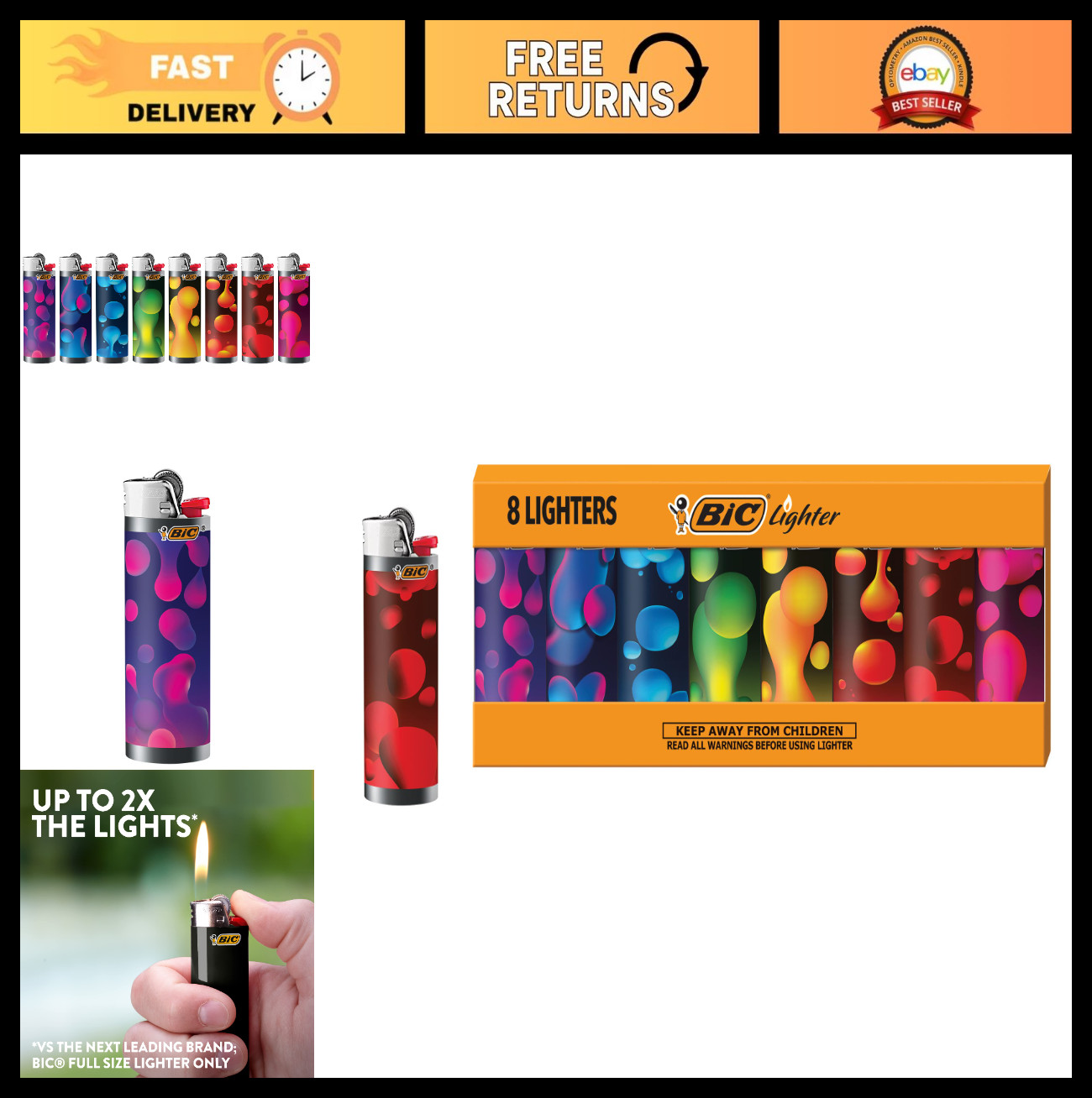 8 Count Pocket Lighter Set – Special Edition Lava Series, Refillable & Compact