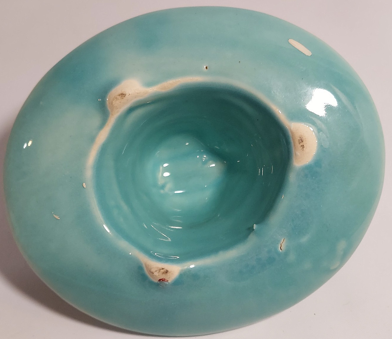 Bauer Pottery Ashtray MCM Tourquice / Aqua Glaze Cowboy Hat Ashtray