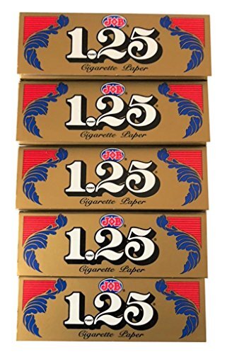5 Packs JOB Gold 1.25 Rolling Papers 1 1/4 Cigarette Paper 120 Leaves Total
